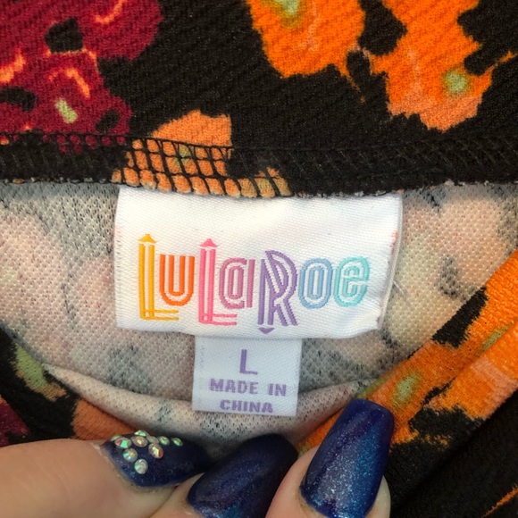 LuLaRoe Cassie Skirt. Pink Orange Floral. Large. - Picture 2 of 4